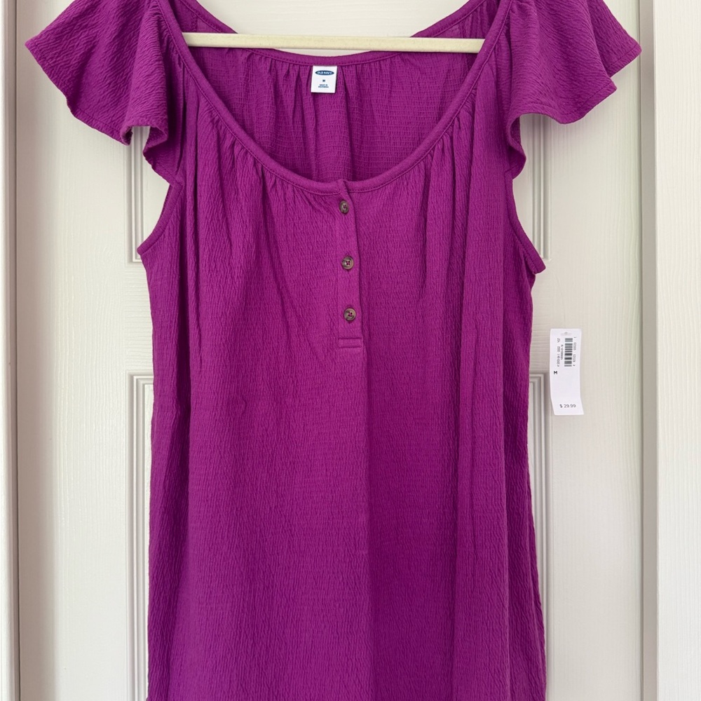 Old Navy Magenta Blouse with Button Detail